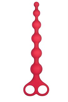 8 Inch Ribbed Silicone Anal Beads Red