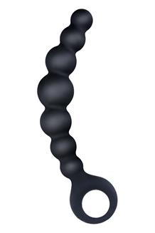 7 Inch Ribbed Silicone Anal Beads Black