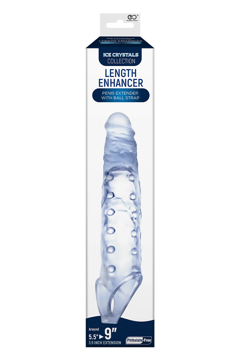 9 Inch Tpe Transparent Penis Length Enhancer With Ball Strap