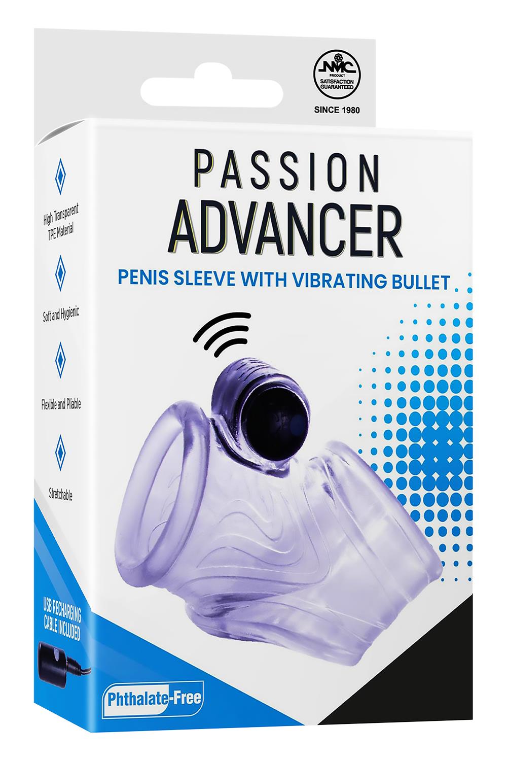 Tpe Penis Sleeve With 10 Dynamic Rhythms Vibrating Bullet Clear