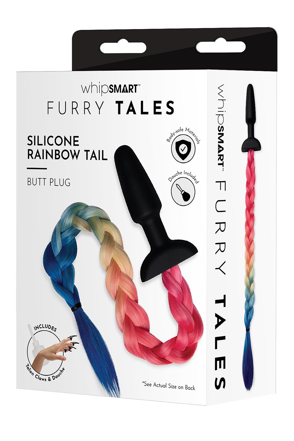 WHIPSMART 4.9 INCH SILICONE PLUG WITH PLAY TAILS RAINBOW TAIL