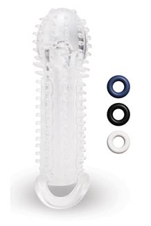 Clear View Textured Penis Extender with Ball Loop