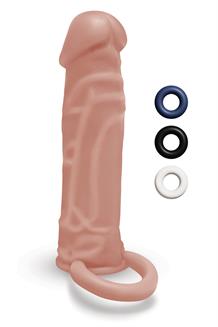 Silicone Realistic Penis Extender with Ball Loop Tan