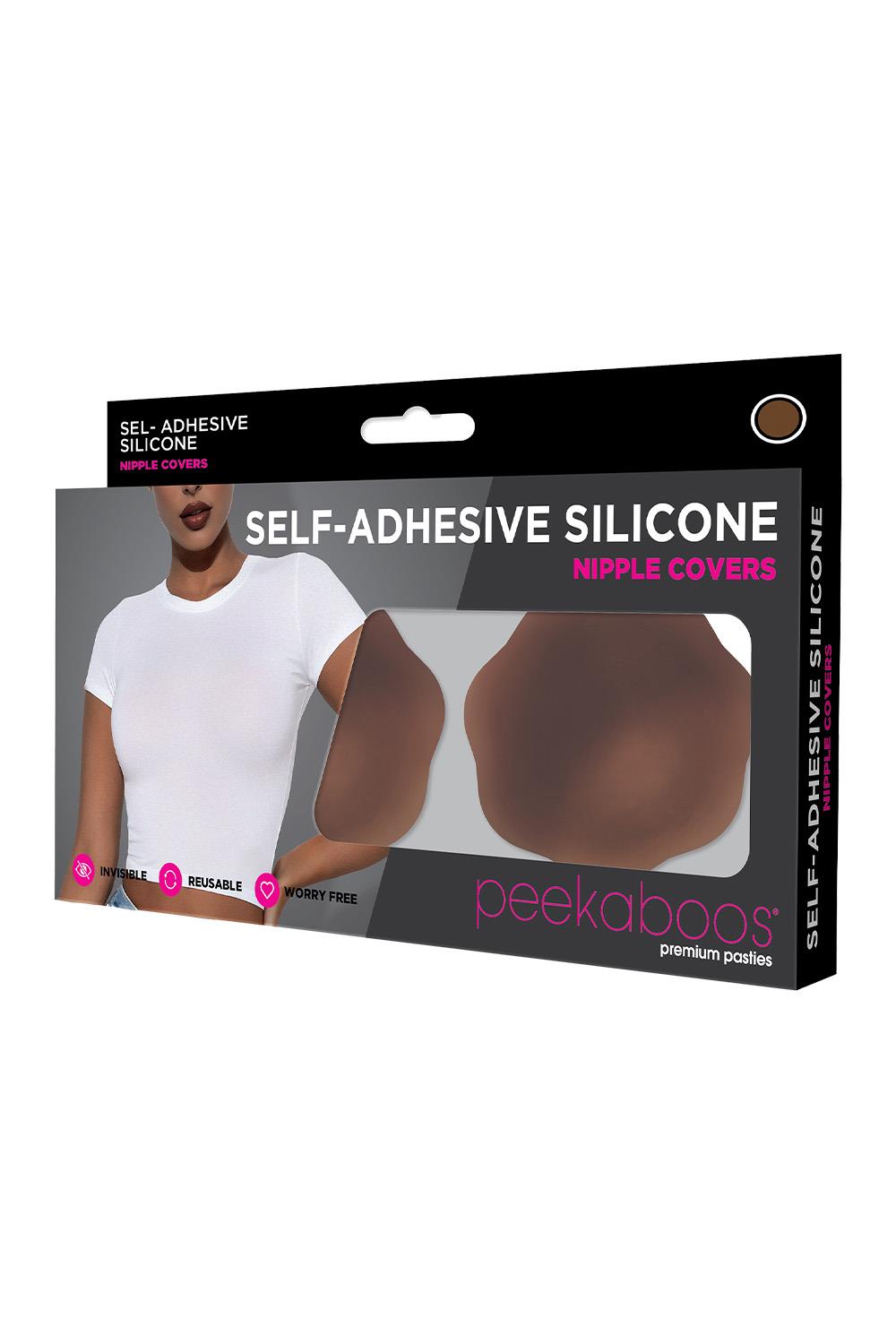 PEEKABOOS SELF ADHESIVE SILICONE NIPPLE COVERS, BROWN