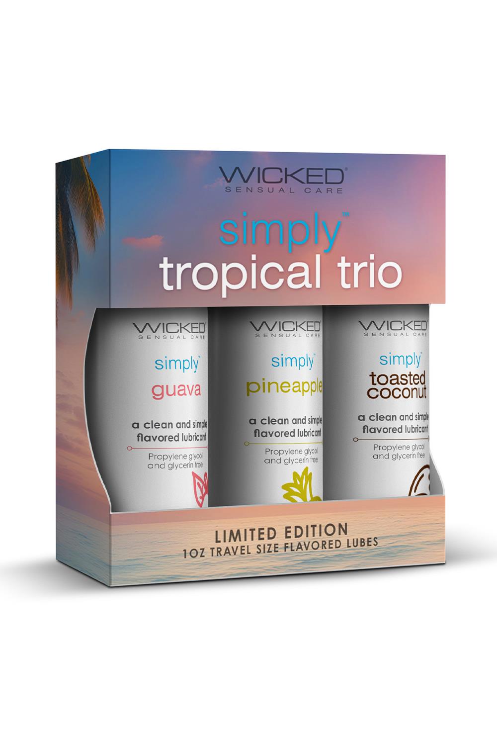 WICKED SIMPLY TROPICAL TRIO WATERBASED LUBRICANT 3X30ML