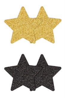 Glitter Stars Black Gold 2 Pair