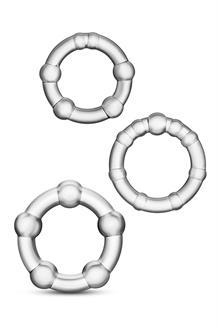 Stay Hard Beaded Cockrings Clear