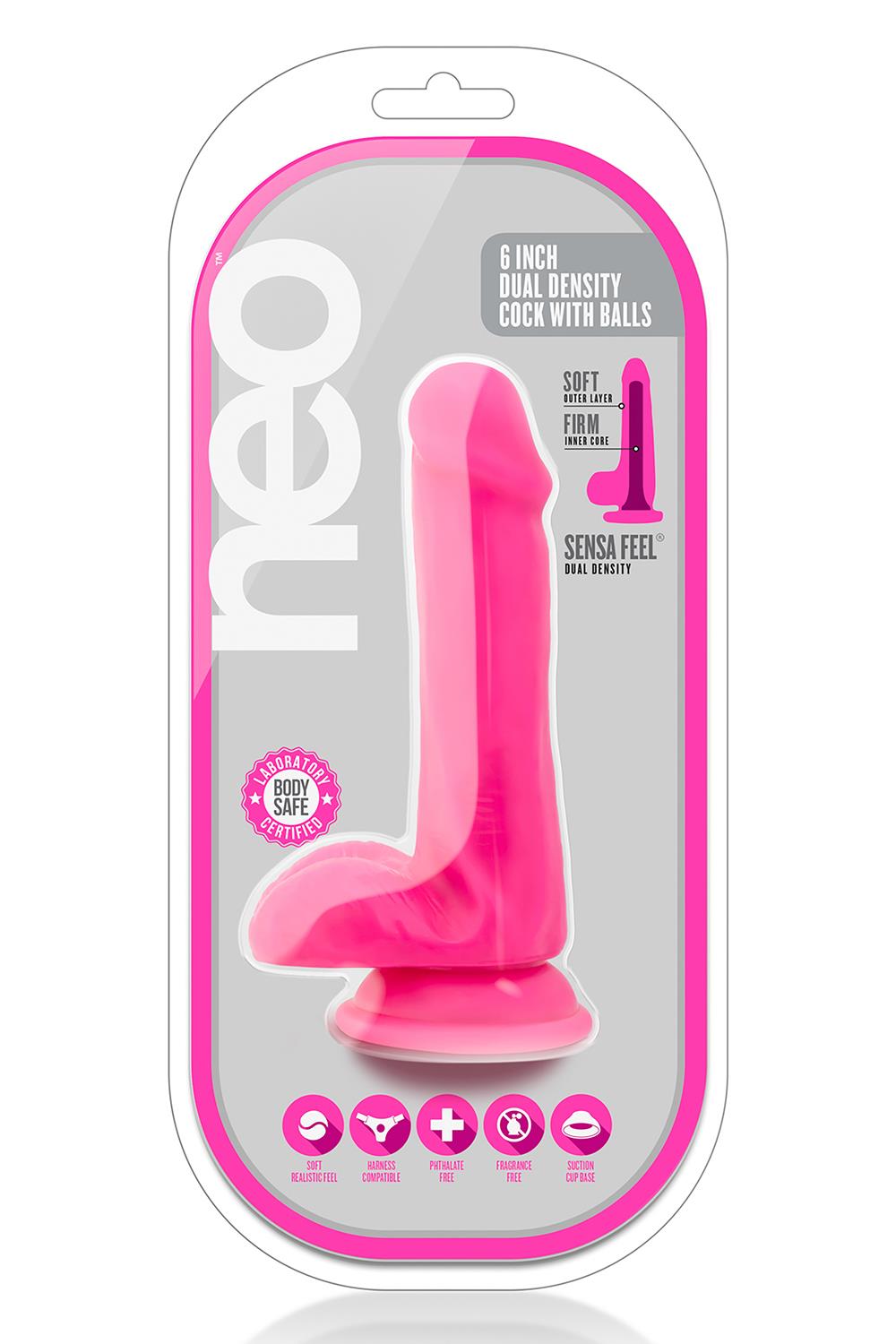 NEO 6 INCH DUAL DENSITY COCK NEON PINK