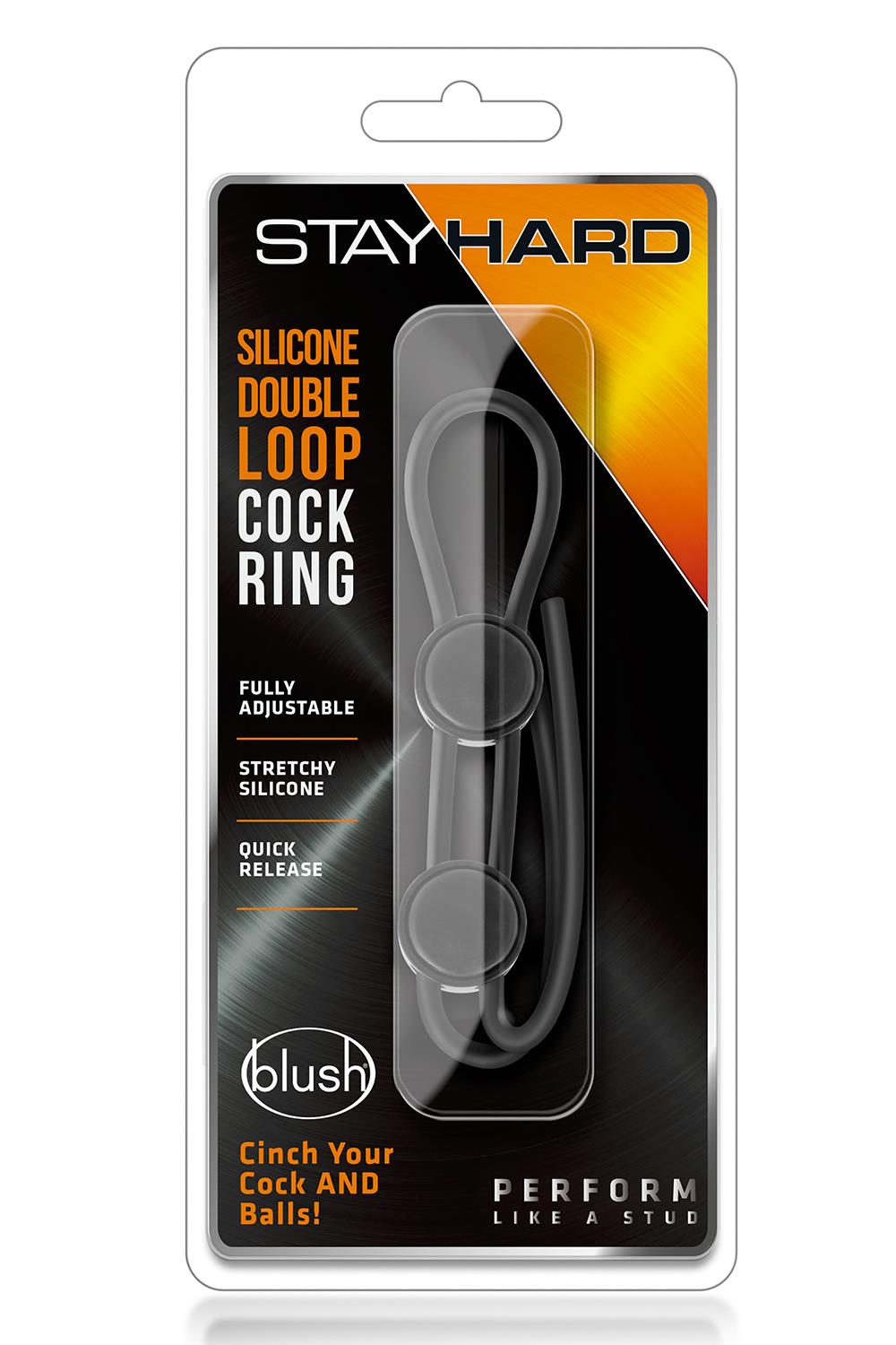 STAY HARD DOUBLE LOOP COCK RING BLACK