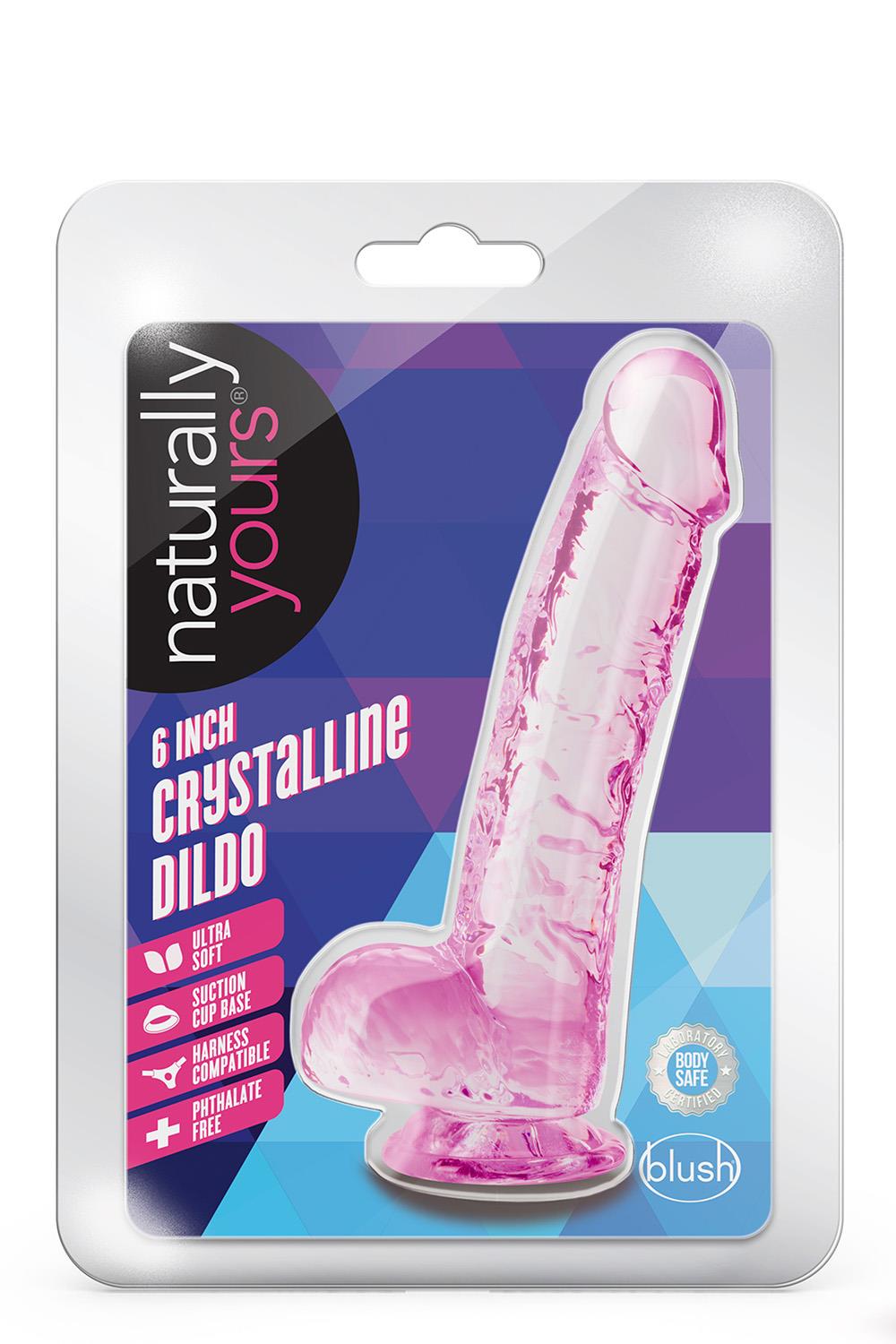 NATURALLY YOURS  6 INCH CRYSTALLINE DILDO  ROSE