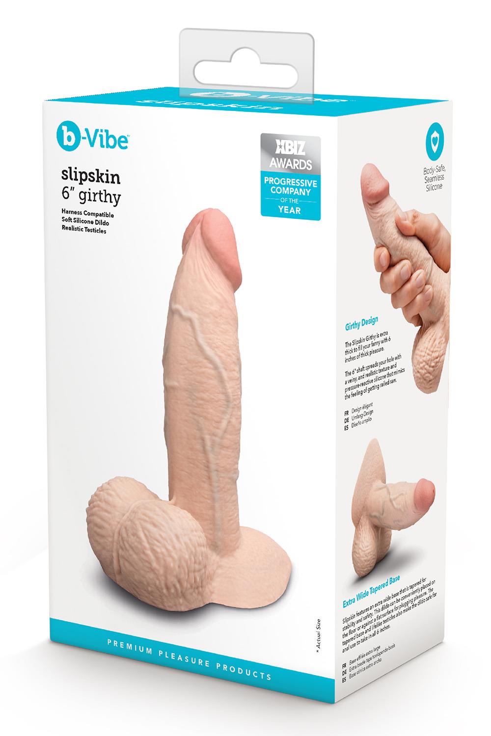 SLIPSKIN REALISTIC SILICONE DILDO 6 INCH GIRTHY CREAM