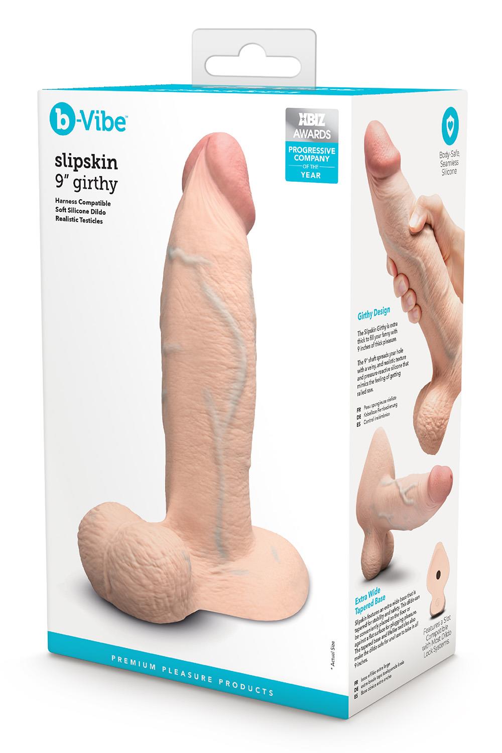 SLIPSKIN REALISTIC SILICONE DILDO 9 INCH GIRTHY CREAM