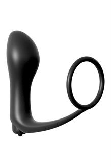 Ass-Gasm Cockring Vibrating Plug Black