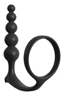 Ass-Gasm Cockring Anal Beads Black