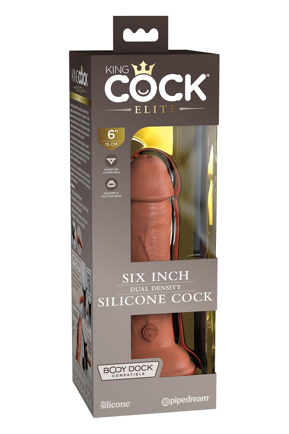 KING COCK ELITE 6 INCH DUAL DENSITY SILICONE COCK TAN