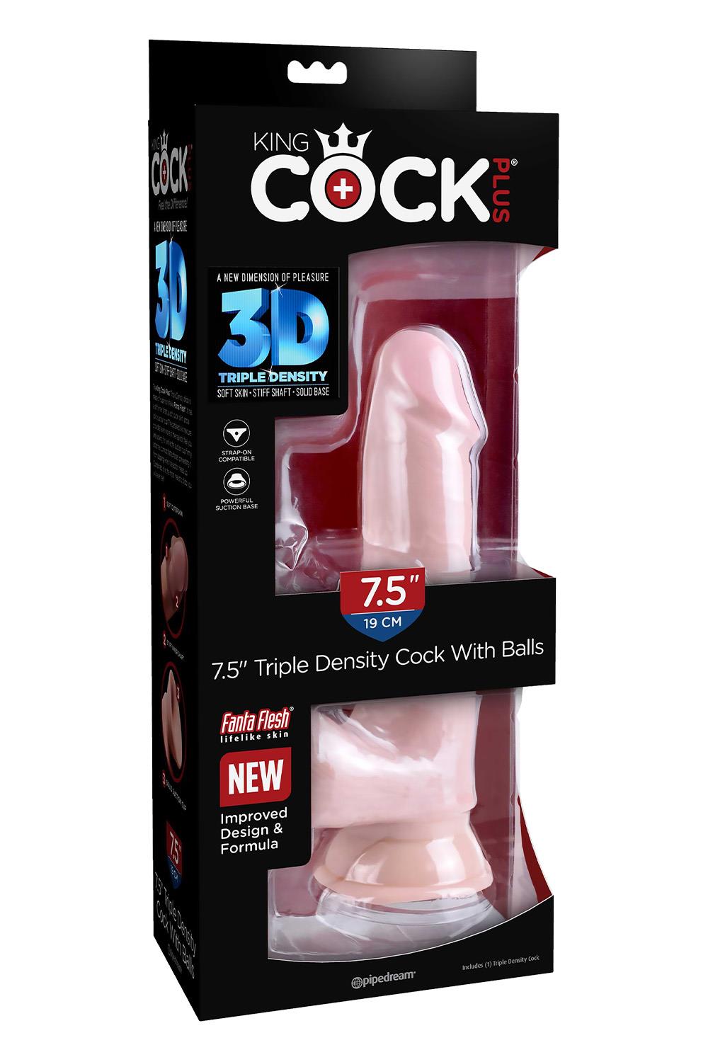 KING COCK PLUS 7.5 INCH TRIPLE DENSITY COCK WITH BALLS LIGHT