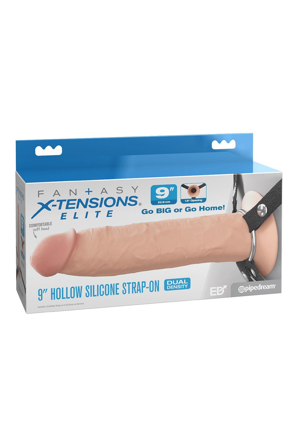 FANTASY X-TENSIONS ELITE 9 INCH SILICONE HOLLOW STRAP-ON DUAL DENSITY