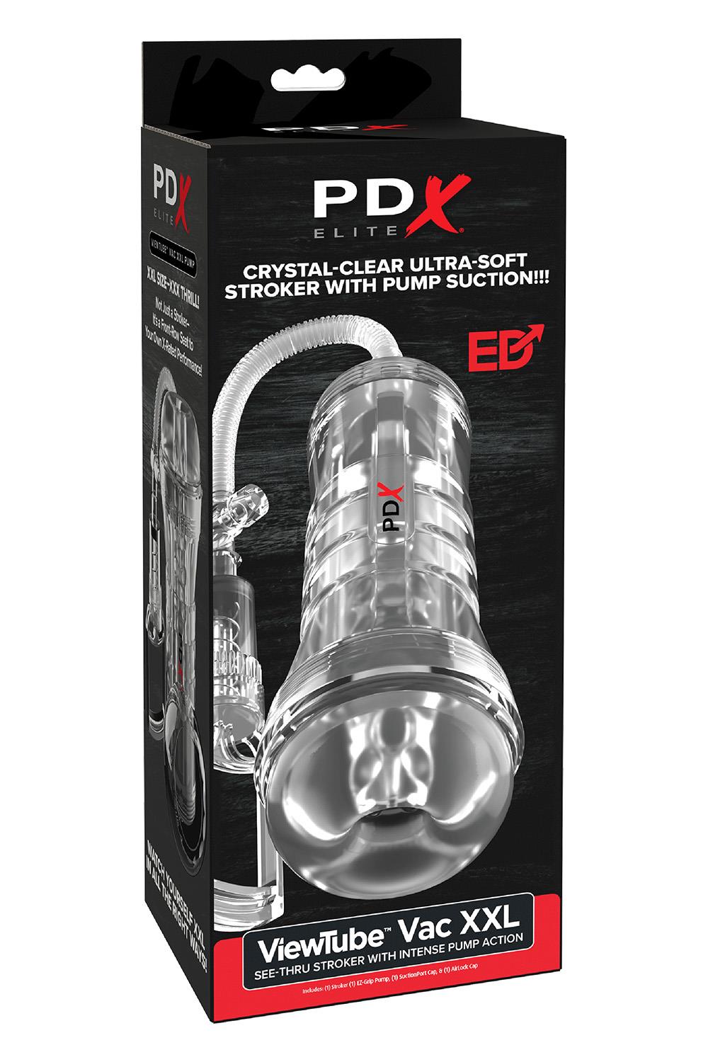 PDX ELITE VIEW TUBE VAC XXL PUMP SEE-THRU EZ-GRIP PUMP STROKER