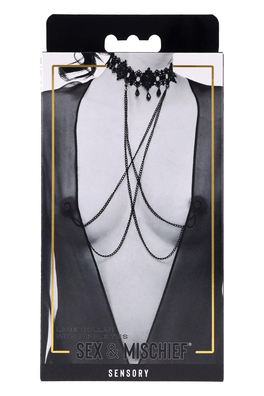 Lace Collar With Nipple Ties