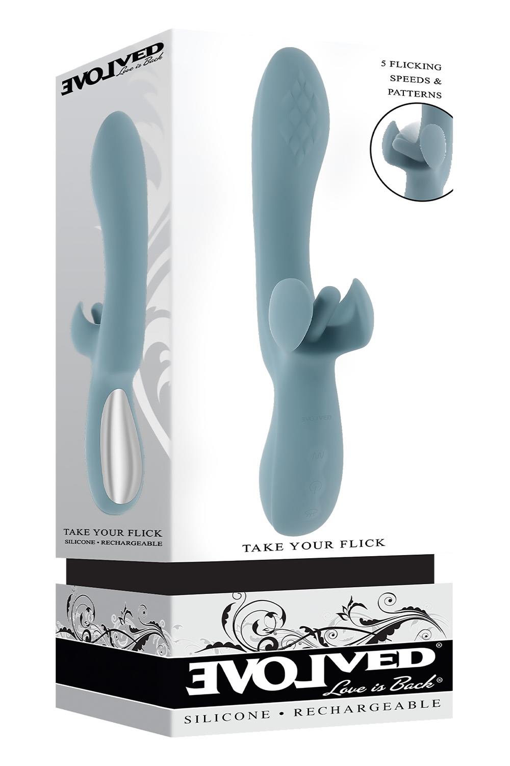 EVOLVED RABBIT VIBRATOR TAKE YOUR FLICK BLUE