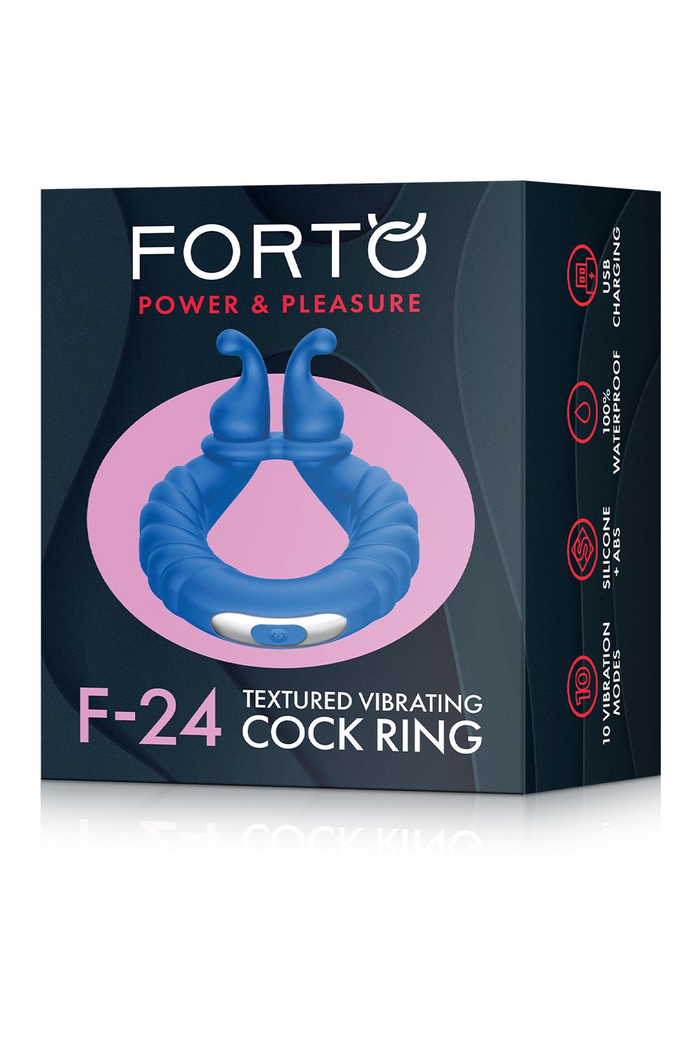 F-24 Textured Vibrating Cockring Blue