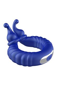 F-24 Textured Vibrating Cockring Blue