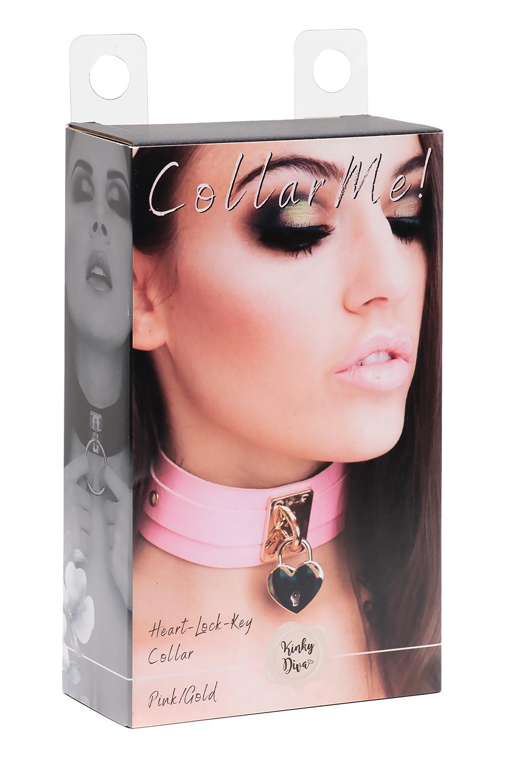 Heart Lock & Key Collar Pink/Gold