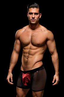 Snap Down Mesh Boxer Brief Black Red